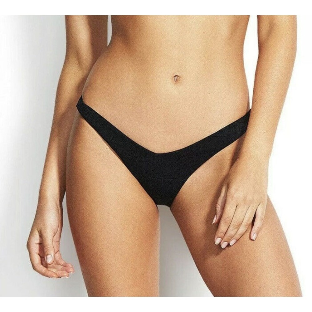 Seafolly Your Type V High Cut Rio Bikini Bottom Sz 8 US - Black